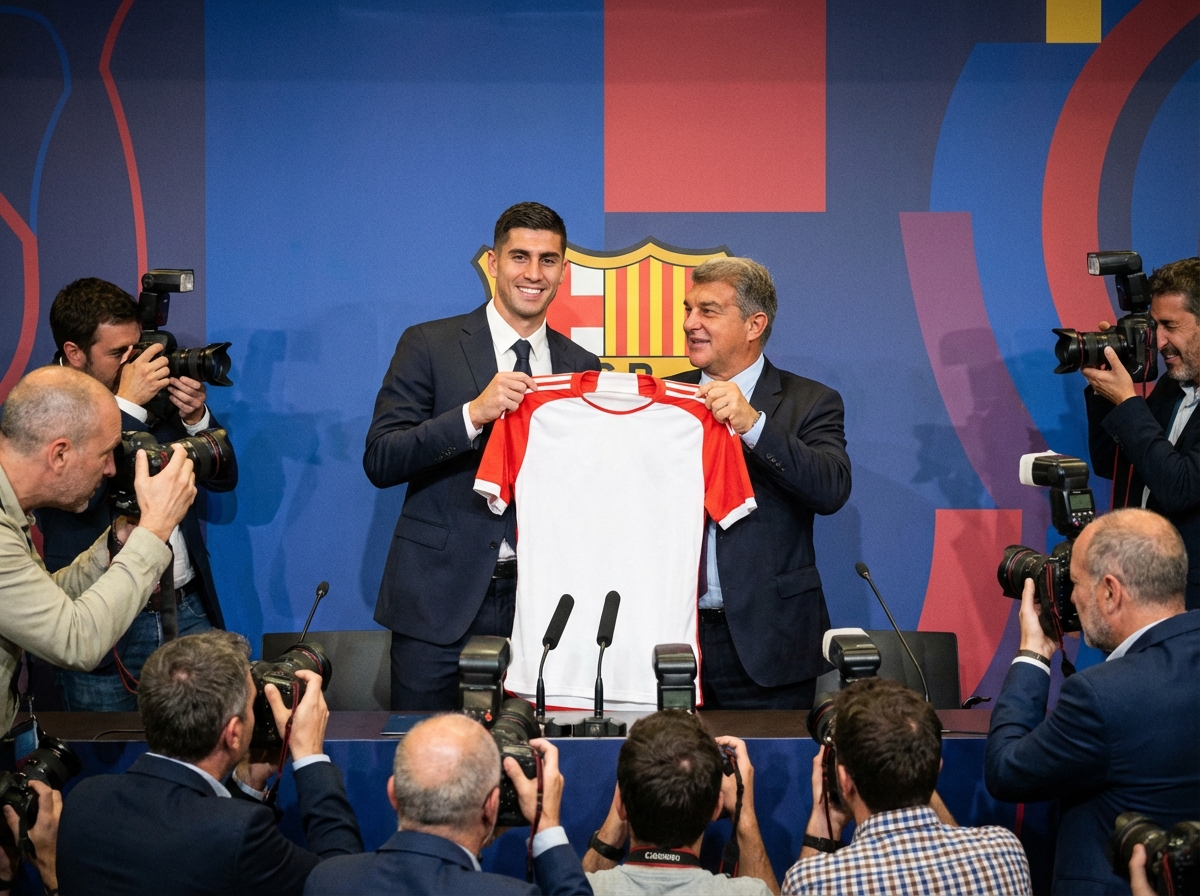 New player signing announcement with jersey presentation at press conference