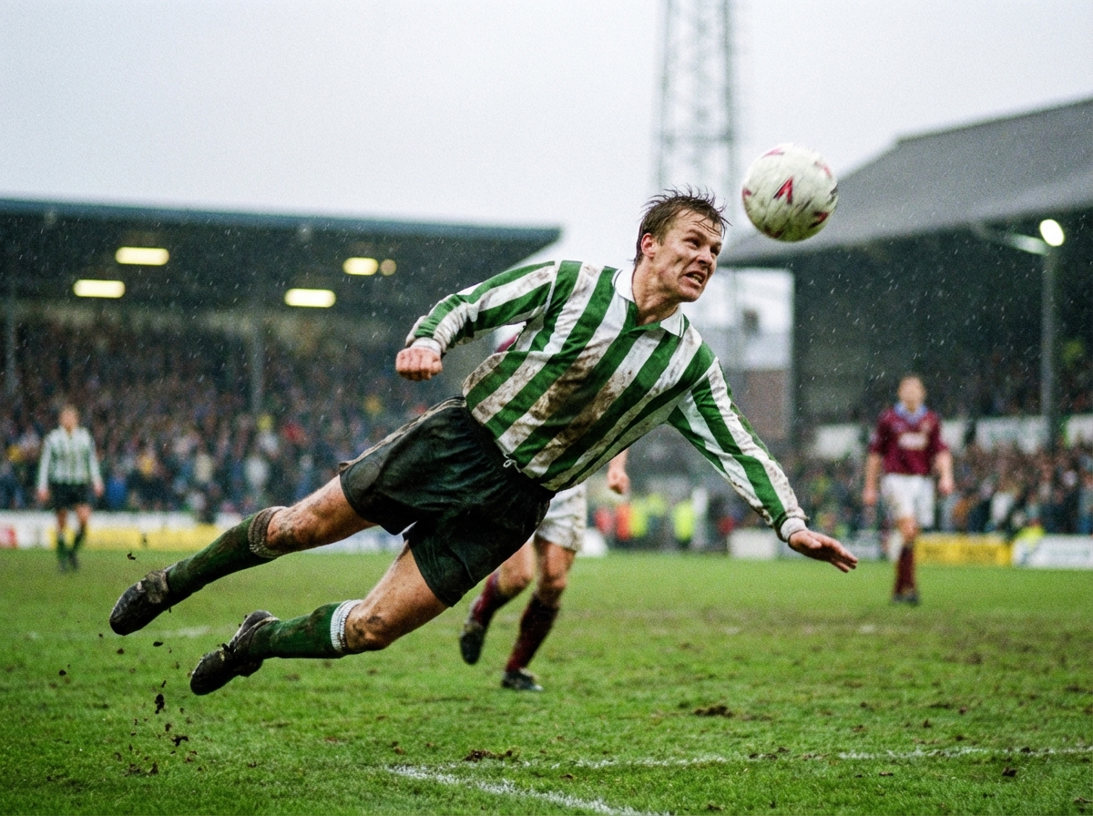 Portrait of midfielder Eero Korhonen in action pose on the pitch